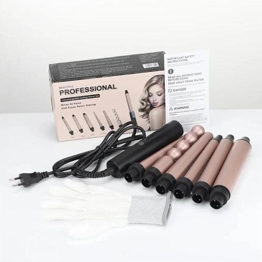⭐ Set Professionale di Arricciacapelli 6 in 1 – Styling Perfetto a Casa Come dal Parrucchiere! ⭐